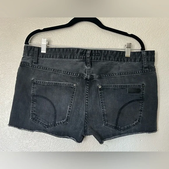 Joe's Jeans 'Rolled Ex-Lover' Black Distressed Cutoff Jean Shortie Shorts - Picture 3 of 10